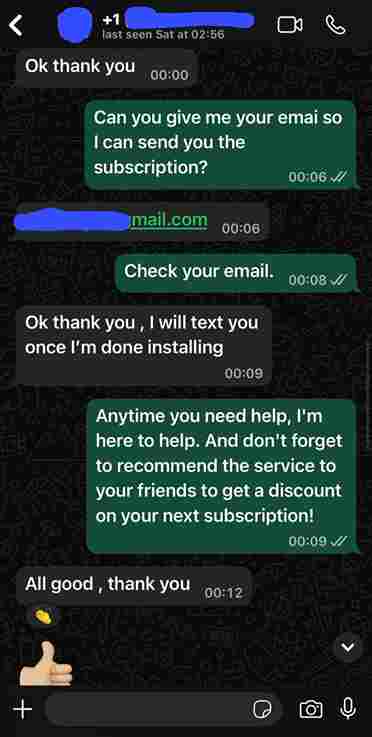 Customer feedback after installation assistance