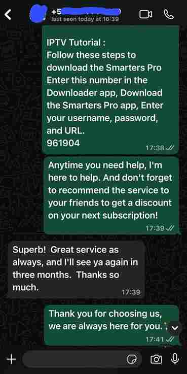 Customer testimonial praising the streaming service