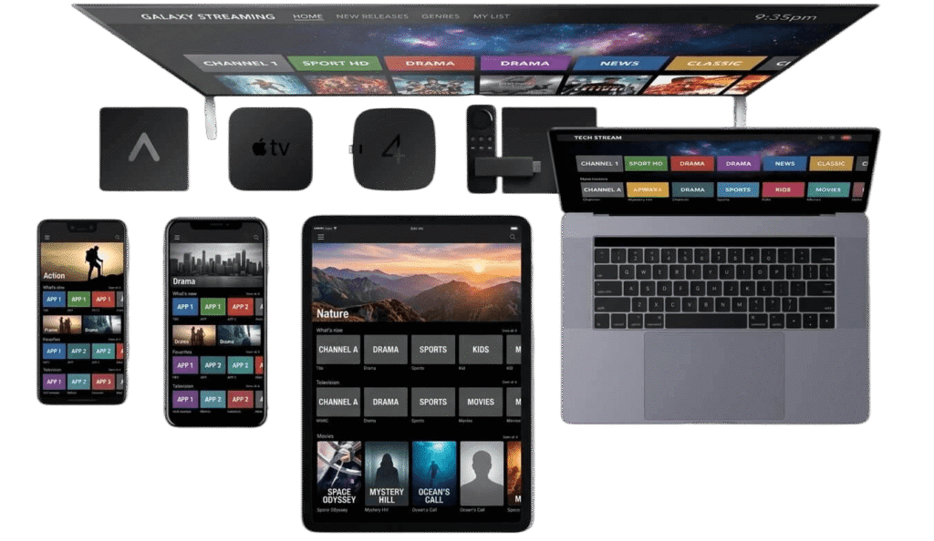 IPTV service available across smart TV, smartphone, tablet, laptop and streaming devices