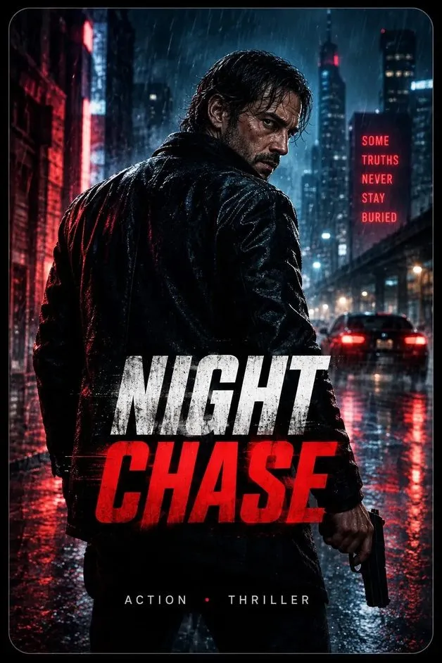 Night Chase movie poster featuring a man walking through a city at night