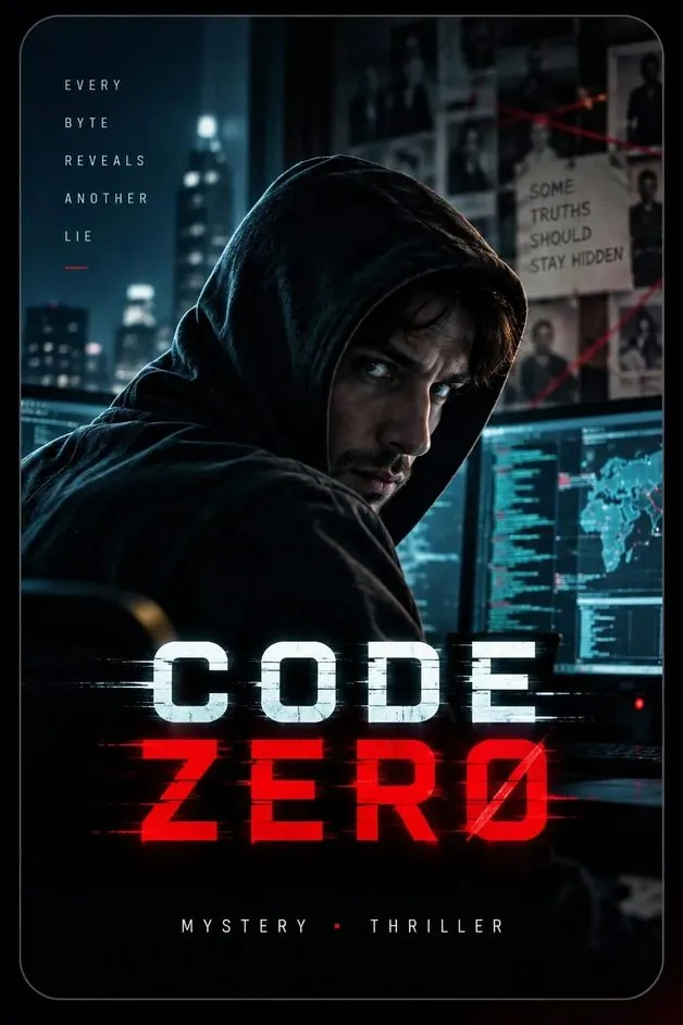 Code Zero action movie poster featuring a hooded man in a dark city