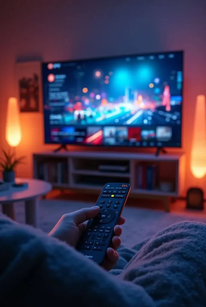Marinios IPTV streaming service on a Smart TV with remote control