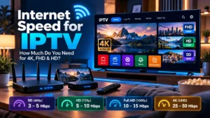 Internet speed for IPTV with HD Full HD and 4K streaming on smart TV